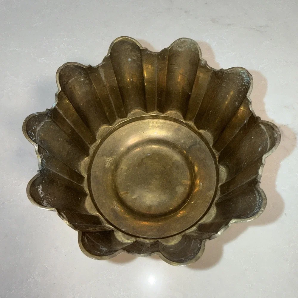 Vintage Solid Brass Pedestal Dish Compote Bowl Footed 5